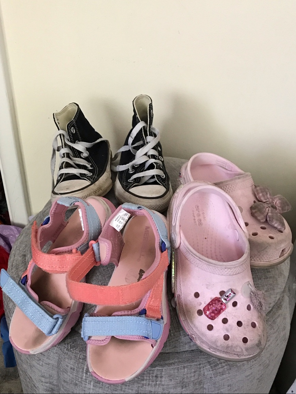 Bundle of kids shoes converse, croc, merrell Kids shoes